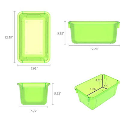 Storex Small Cubby Bin, 12.2 x 7.8 x 5.1 Inches, Candy Green, 5-Pack (62477U05C) - color: Tint Green, style: Bin Only