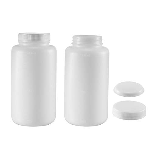 uxcell Plastic Lab Chemical Reagent Bottle 1000ml/34oz Wide Mouth Sample Sealing Liquid Storage Container 2pcs - size: 1000ml/34oz 2pcs