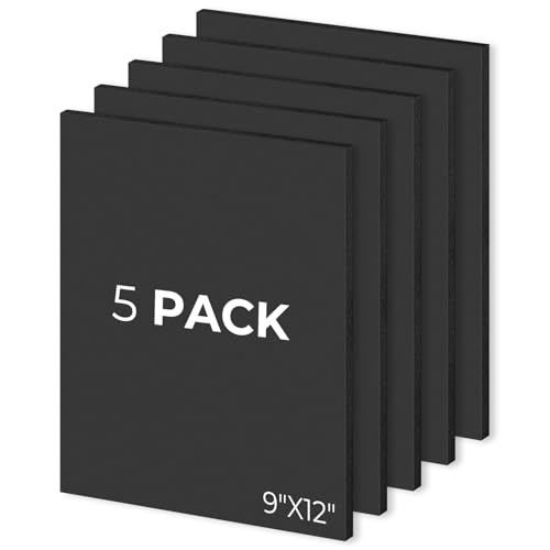 Mat Board Center 9x12 Black Foam Boards Pack of 5, 3/16" Thick - color: Black, size: 9x12