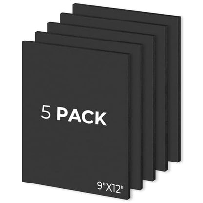 Mat Board Center 9x12 Black Foam Boards Pack of 5, 3/16" Thick - color: Black, size: 9x12