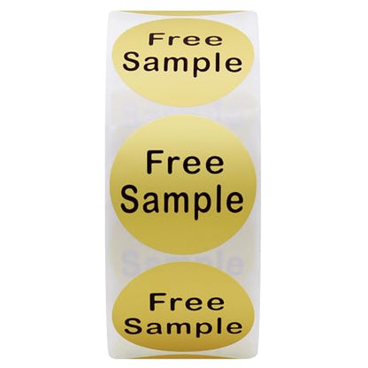 Hybsk Free Sample Stickers 1 Inch Round Retail Store Sale Displays Adhesive Labels for Inventory Control Total 500 Per Roll (Gold) - color: Gold