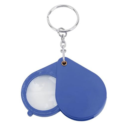 Pocket Magnifier, 10X Magnification Portable Mini Magnifying Glass with Keychain, Protective Folding Case for Outdoor Reading (Blue) - color: Blue