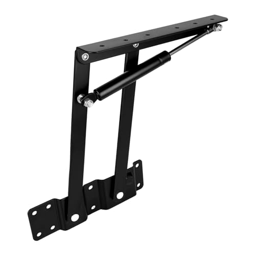 4PCS Coffee Table Lift Top Hardware, Heavy Duty Lift Up Hinges with Hydraulic Gas Spring, DIY Furniture Lifting Mechanism for Living Room Storage, Black 2.0mm Thick Iron (2 Pairs)