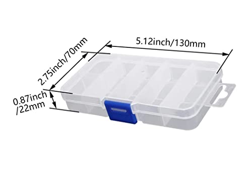 2 Pcs Tool Box Tool Organizer, Plastic Storage Case with 10 Removable Grids