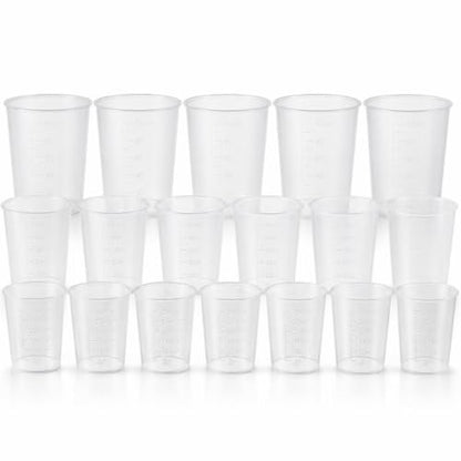 25Pcs Transparent Graduated Plastic Measuring Cups, Resin Epoxy Paint Mixing Containers, Multi-use Scale Cups for Craft, Kitchen & Laboratory Liquid Measurement (50, Milliliters)