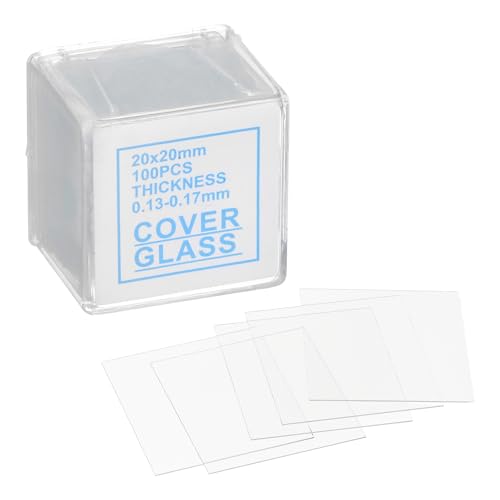 PATIKIL 200pcs Cover Slips for Microscope Slides, 20x20mm Microscope Cover Square for Laboratory Sample Observe - size: 20x20mm