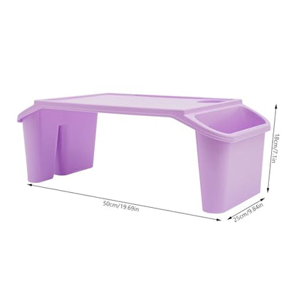 Activity Lap Desk Tray with Storage, Plastic Breakfast Laptop Trays with Side Pockets, Portable Lap Bed Table for Snacks, Play, Classroom and Sensory Toys (Multicolour, 50 * 25 * 18cm, 4pcs)