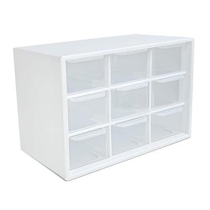 9 Drawer Plastic Organizer Box, Jewelry & Bead Containers, Teacher & Tackle Box Organizer for Small Hardware, Sewing Supplies, Fishing Tackle & Miniature Collectibles