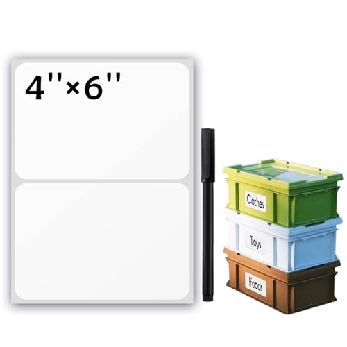 JIEHENG 100Pcs Large White Labels for Storage Bins,6x4 Inch Labels - color: White