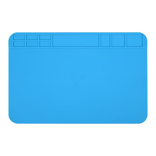 MMOBIEL Silicone Soldering & Repair Mat – Heat Resistant up to 932°F (500°C) – Non-Slip Magnetic Workbench Mat for Soldering, Electronics, Computer & DIY Projects (Blue, 12 x 8 inch) - color: Blue, size: 12 x 8 inch (Standard)