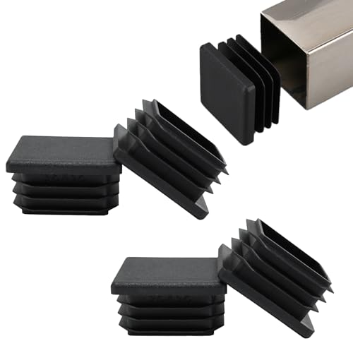 4 Pack 1-1/4"x 1-1/4" Black Square Tube End Cap Plastic Plugs - color: Black, size: 1-1/4" - 4 pcs