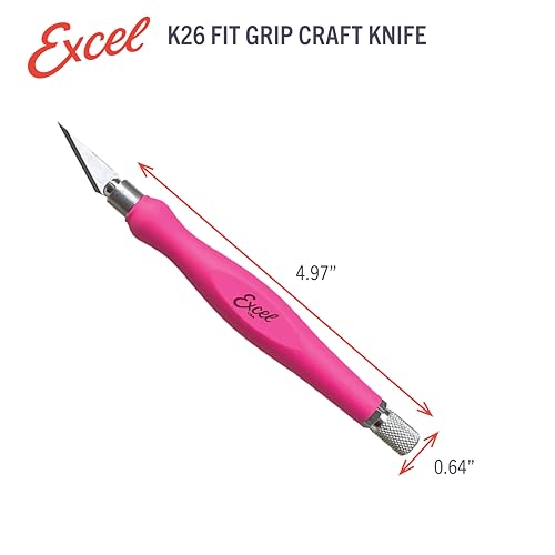 Excel Blades #11 Blade Fit Grip Craft Knife, Rubber Grip, Pink - color: Pink