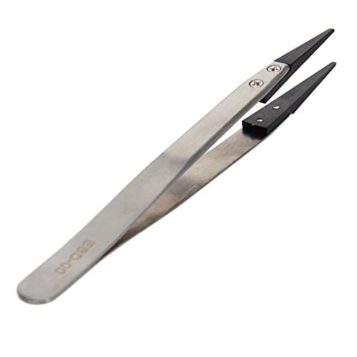 Utoolmart 5 pcs ESD-00 Precision Anti-Static Carbon Fiber Tweezers Stainless Steel Tweezers for Craft Jewelry Electronics - color: 5pcs, size: ESD-00