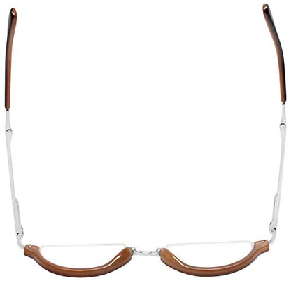 Calabria 309 Compact Folding Reading Glasses Mens Womend Trendy Semi-Rimless Foldable Pocket Readers Eyeglasses w/Hard Case - color: Walnut