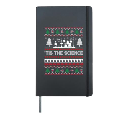 Tis The Science Christmas Scientist Funny Science Teacher Hardcover Journal, Black