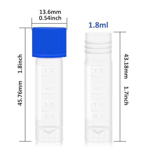 2ml Small Plastic Cryogenic Vials, Leakproof Self-Stand Cryotubes 500pcs - size: 500pcs