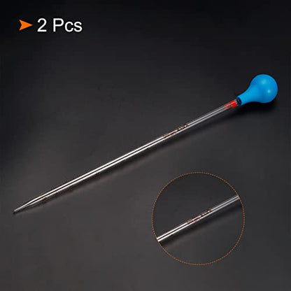 PATIKIL Graduated Dropper Pipettes Kit, 2pcs 5ml Borosilicate Glass Pipette with Rubber Cap for Transfer Liquid for Lab, Chemistry, Clear - size: 5ml