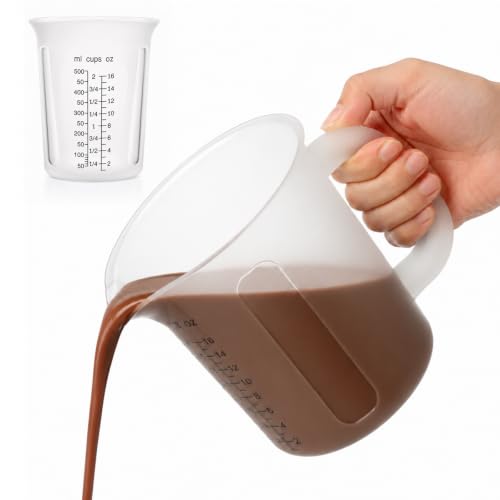 Palksky 2 Cup Measuring Cups with Spout, 16 oz Liquid Measuring Cups with Handle, Flexible Microwave Safe Measuring Cup for Baking, Cooking, Chocolate, Butter, Syrup - size: 2-Cup Measuring Cup with Handle