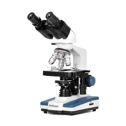 AmScope B120C-E Binocular Compound Microscope, 0.3MP Camera - style: w/ 1MP Eyepiece Camera