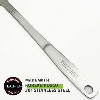 TECHEF - ChefCore 304 Stainless Steel Slotted Turner Spatula with Ergonomic Handle, One-Piece Unibody Design, Rustproof & Heat Resistant, 10.5" Serving Utensil – Made in Korea - size: Slotted Turner