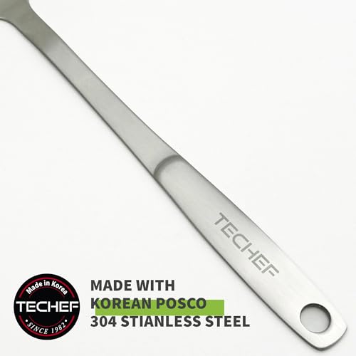 TECHEF ChefCore 304 Stainless Steel Cooking Spoon with Ergonomic Handle, One-Piece Unibody Design, Rustproof & Heat Resistant, 10.5" Serving Utensil – Made in Korea - size: Spoon