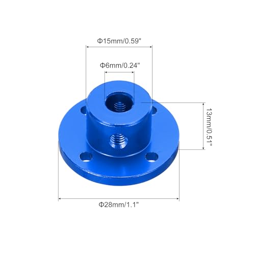 MECCANIXITY 4pcs 6mm Bore Rigid Blue Flange Coupling Connector Aluminum Motor Bearing Shaft Mounting Hub with Wrench for DIY RC Model Motors - color: Blue, size: 6mm