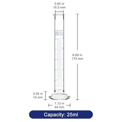 Labasics 3-Pack Borosilicate Glass 25 ml Heavy Wall Graduated Cylinder Measuring Cylinder - size: 25 ml