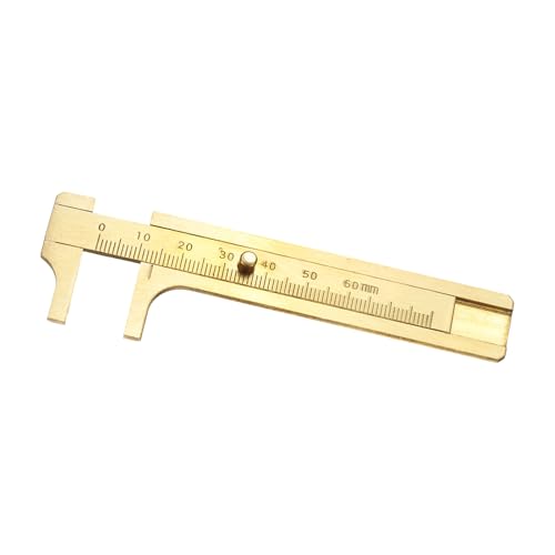 uxcell Pocket Caliper Ruler 60mm Brass Sliding Gauge Mini Caliper Precision Double Scales Metric Measurement Tool Drawing Measuring Ruler Gold - size: 60mm