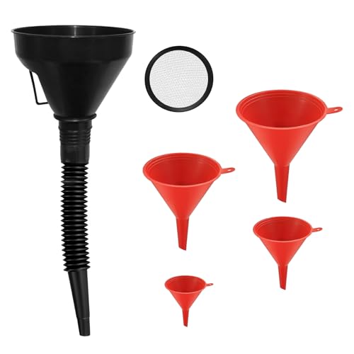 5-Piece Automotive Oil Funnel Set,with Flexible Neck,Funnel Flexible,
