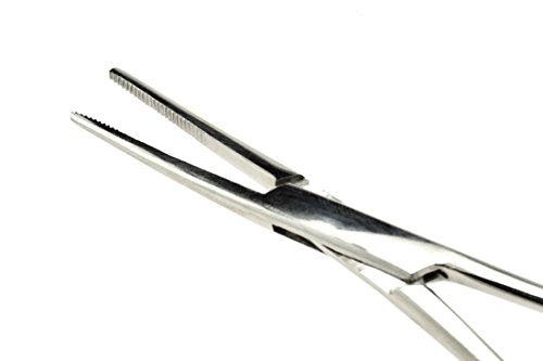 SE 5.5-Inch Stainless Steel Straight Forceps - Self-Locking, Serrated Tip for Precision Grip and Clamping - Perfect for Crafting, Fishing Tasks, Jewelry Making, and More! -655FS - size: 5-1/2", style: Straight
