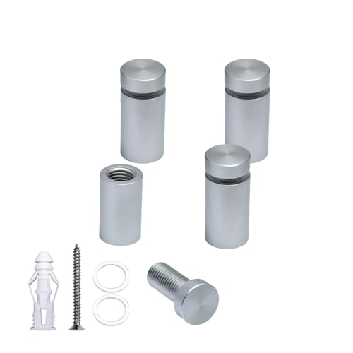 Pack of 4, Aluminum Standoff Screws, Wall Sign Standoff Mounting Hardware Advertising Glass Standoff Nail for Hanging Acrylic Picture Frame (Satin Chrome, 1/2" x 3/4") - color: Satin Chrome, size: 1/2" x 3/4"