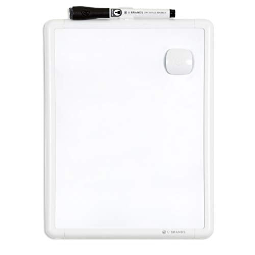 U Brands Contempo Magnetic Small Whiteboard, 8.5” x 11”, White Modern Frame, Mini White Board for Students, Fridge and Locker Dry Erase Board, Includes Marker & Magnet - style: 1 Board + 1 Marker + 1 Magnet