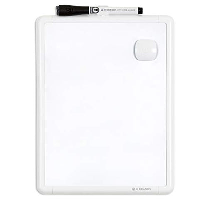 U Brands Contempo Magnetic Small Whiteboard, 8.5” x 11”, White Modern Frame, Mini White Board for Students, Fridge and Locker Dry Erase Board, Includes Marker & Magnet - style: 1 Board + 1 Marker + 1 Magnet
