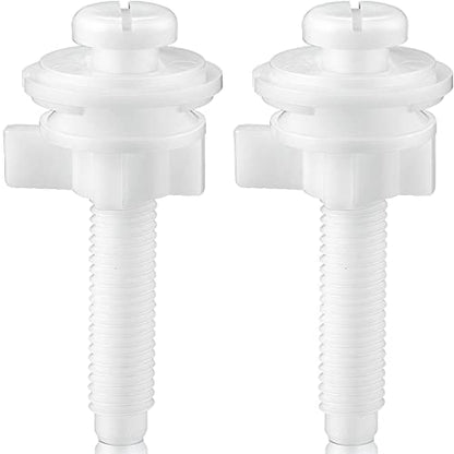 Jetec 2 Pack Toilet Seat Screws Kit, Plastic Bolts Nuts & Washers - color: White