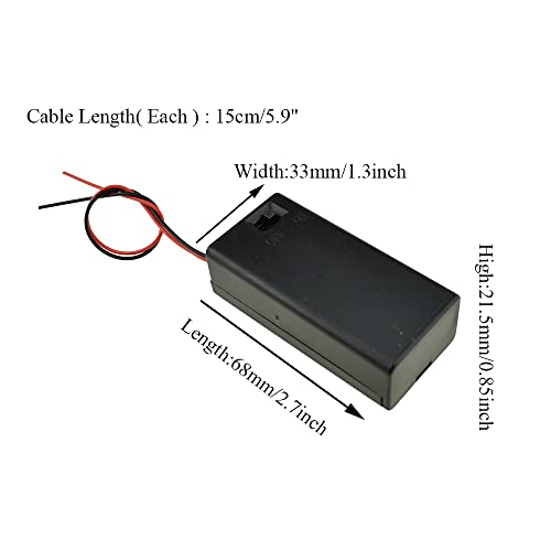 HAHIYO 9V Battery Holder Bundle with Wire Sturdy Cover Durable Snap Contact Build-in Switch Batteries Black Case Easy Install 4 Pieces for Wall Clocks Ham Radio Kids Toys - style: 9V-4P