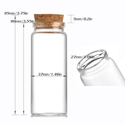 4 pcs 70ml Small Glass Bottles with Cork Stopper Christmas Decorations Vials Jars,Cute Storage Jar,Wishing Bottle 37x90mm(1.46x3.55inch) - size: 37x90mm(1.46x3.55inch)