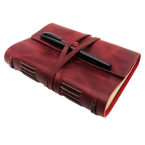 CooLeathor Red Notebook Journal - Genuine Leather Journals for Writing Small Size Diary 5.5x7.5 Inch, Notepad For Women and Man, Gifts,Work,Travel Wine Red - color: Wine Red, size: 5"x7"
