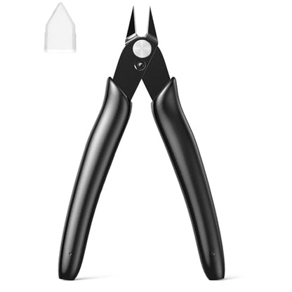BOENFU Flush Cutters Spring Loaded Jewelry Pliers Side Wire Cutter - color: Black ( 1 Pack )