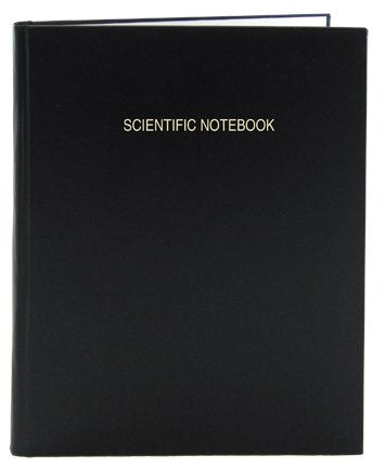 BookFactory Black Scientific Notebook (0.25" Grid), Hardbound, 312 Pages - color: Black Imitation Leather, size: 8" x 10" – 312 pg