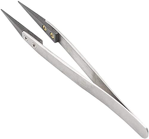 FEITA Precision Pointed Ceramic Tweezers - Temperature Resistant and Anti-Magnetic White Fine Pointy Ceramic Tips Twizzers - For Electronic Repair, DIY Crafting Hobby Tools - 1 Pc (Black - Tip) - color: Black - Tip