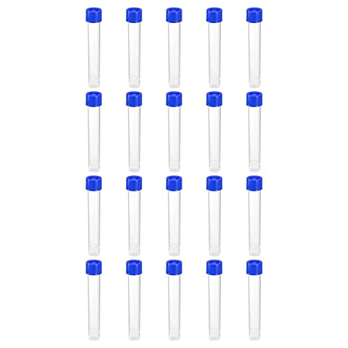 PATIKIL 10mL Plastic Test Tubes, 20 Pack Frozen Test Tube Vial Container Storage Screw Cap for Lab Laboratory Science, Blue Clear - color: Blue, size: 10mL
