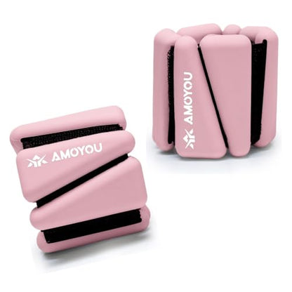 Wrist & Ankle Weights for Women – 2 lb Total, 1 lb Each | Weighted Bangles - color: Pink