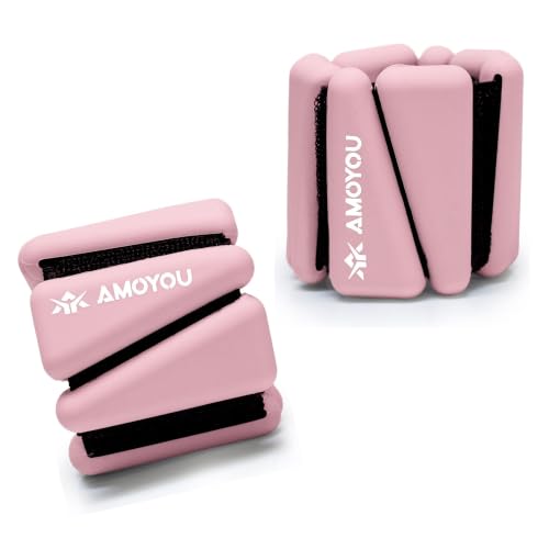 Wrist & Ankle Weights for Women – 2 lb Total, 1 lb Each | Weighted Bangles - color: Pink
