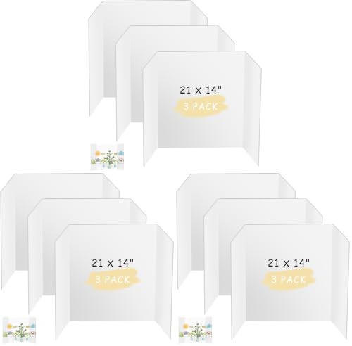 HAUTOCO 3 Pcs Small Trifold Poster Board 21 x 14 inches Tri Fold Presentation Boards White Corrugated Project Boards for Science Fair, School Project, Event Displays, Business (Pack of 3) - color: White, size: 21 x 14 inches (Pack of 3)