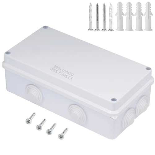 Zulkit Junction Box ABS Plastic Dustproof Waterproof IP65 Universal Electrical Boxes Project Enclosure White 7.9 x 3.9 x 2.8 inch (200 x 100 x 70mm) - size: 7.9" x 3.9" x 2.8"