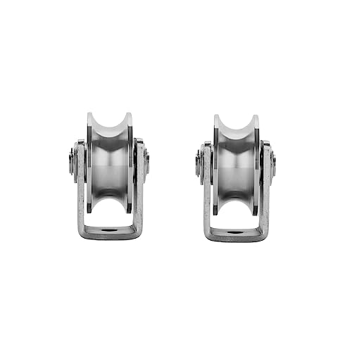 Stainless Steel U Groove Wheel Heavy Duty Caster Rigid Track Wheel Pulley Sliding Gate Rollers with Bracket for Sliding Gate, Rolling Gate, Inverted Track, Industrial Machines - size: 2pc 2inU