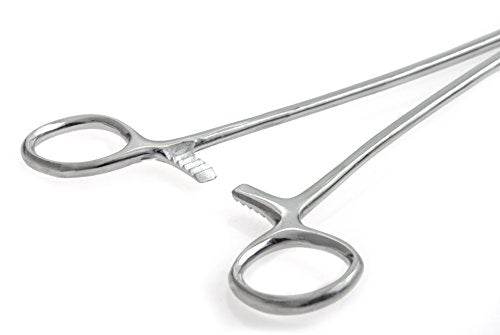 SE 16-Inch Stainless Steel Curved Forceps - Self-Locking, Serrated Tip for Precision Grip and Clamping - Perfect for Crafting, Fishing Tasks, Jewelry Making, and More! -616FC - size: 16", style: Curved
