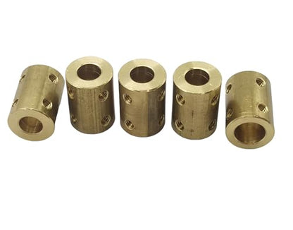 5pcs 8mm to 10mm Bore Rigid Coupling Set Screws,Brass Motor Shaft Coupling Coupler Connector with Screws and Wrench for 3D Printer DIY Encoder Car Model Shaft RC Robot - size: 8mm to 10mm