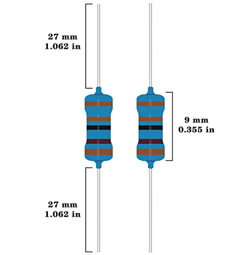 25 Values 1/2W Resistor Kit from 1 Ohm to 1M Ohm 1/2 Watt 1% Metal Film Resistors Assortment - style: 1/2W