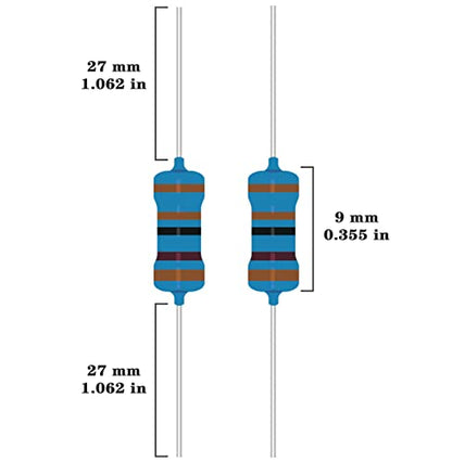 25 Values 1/2W Resistor Kit from 1 Ohm to 1M Ohm 1/2 Watt 1% Metal Film Resistors Assortment - style: 1/2W